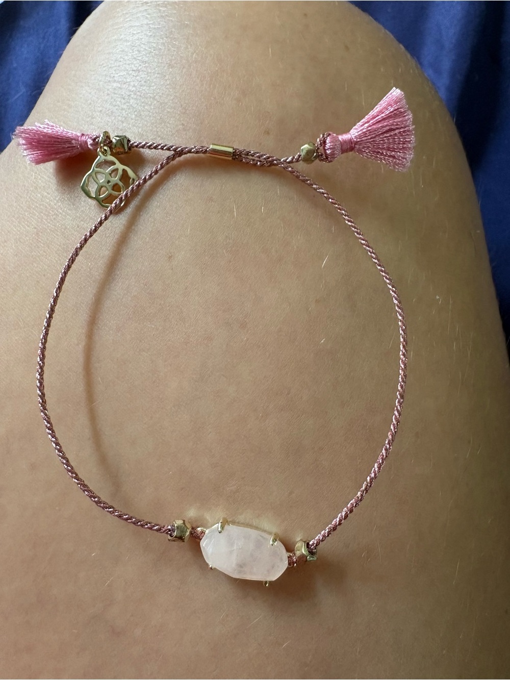 Kendra Scott Pink Thread Bracelet with Rose Quartz and Gold Accents